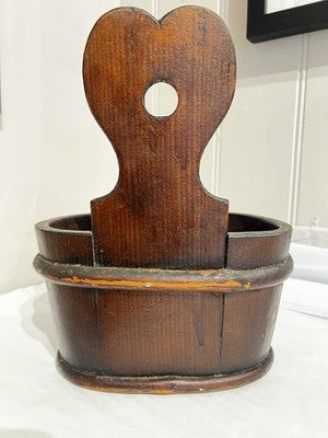 Vintage Salt Box, French Treen Hanging Cellar, Primitive Shaker Home Decor
