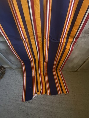 Vintage Ticking Yellow Red Blue Fabric, French Summer Textile Projects/ 1m