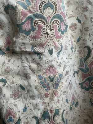 Antique Floral Fabric, 19C Paisley Textile Furnishings & French Home Decor/2.7m