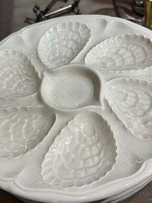 Vintage Oyster Plate, Christmas & Dinner Table White French Serving Dish/ ONE