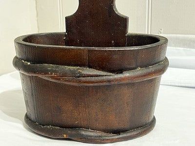 Vintage Salt Box, French Treen Hanging Cellar, Primitive Shaker Home Decor