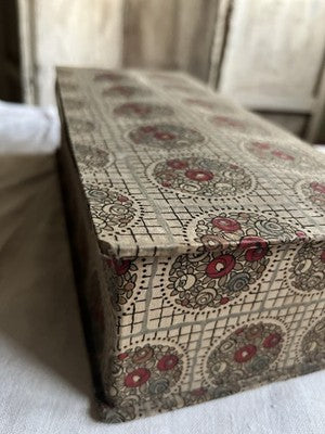 Antique Fabric Box Floral Medallions Art Deco Stationary Box Au Bon Marche Paris