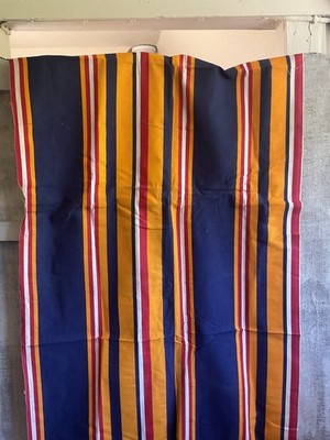 Vintage Ticking Yellow Red Blue Fabric, French Summer Textile Projects/ 1m