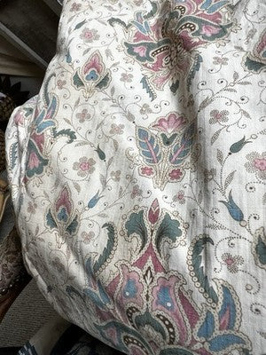 Antique Floral Fabric, 19C Paisley Textile Furnishings & French Home Decor/2.7m