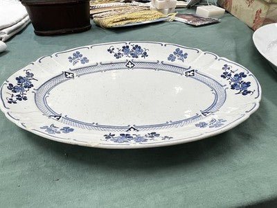 Vintage Transfer Ware Plate, Blue Oval Platter / Luneville Jane KG Ironstone