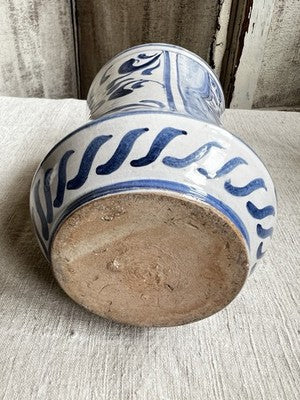 Antique Maiolica Albarello Jar, Blue White Delft / Faience Medicinal Pot /1712