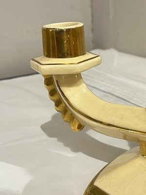 VTG Candleholder Art Deco Ceramic, DB Candlestick VIROFLAY  Decorative Antiques