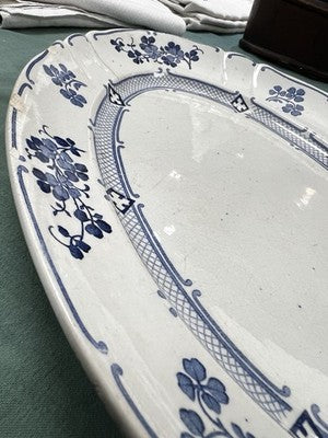 Vintage Transfer Ware Plate, Blue Oval Platter / Luneville Jane KG Ironstone