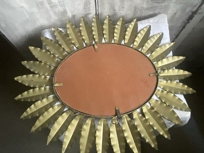 Vintage Sunburst Mirror Italian Gilt Metal Midcentury Design Home Decor Styling
