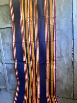 Vintage Ticking Yellow Red Blue Fabric, French Summer Textile Projects/ 1m
