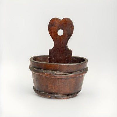 Vintage Salt Box, French Treen Hanging Cellar, Primitive Shaker Home Decor