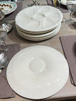 Vintage Oyster Plate, Christmas & Dinner Table White French Serving Dish/ ONE