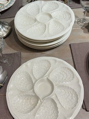 Vintage Oyster Plate, Christmas & Dinner Table White French Serving Dish/ ONE