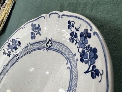 Vintage Transfer Ware Plate, Blue Oval Platter / Luneville Jane KG Ironstone