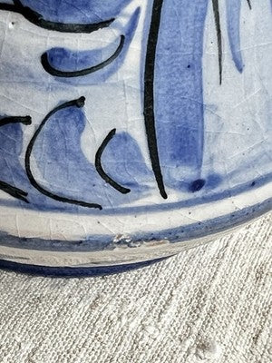 Antique Maiolica Albarello Jar, Blue White Delft / Faience Medicinal Pot /1712