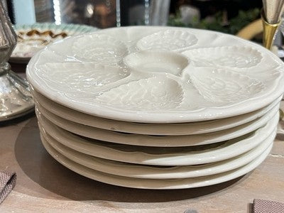 Vintage Oyster Plate, Christmas & Dinner Table White French Serving Dish/ ONE
