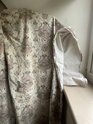 Antique Floral Fabric, 19C Paisley Textile Furnishings & French Home Decor/2.7m
