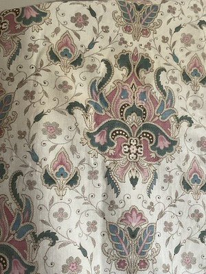 Antique Floral Fabric, 19C Paisley Textile Furnishings & French Home Decor/2.7m