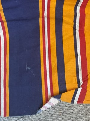 Vintage Ticking Yellow Red Blue Fabric, French Summer Textile Projects/ 1m