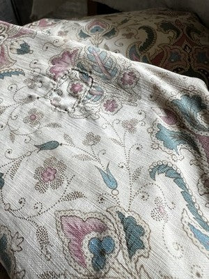 Antique Floral Fabric, 19C Paisley Textile Furnishings & French Home Decor/2.7m
