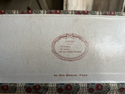 Antique Fabric Box Floral Medallions Art Deco Stationary Box Au Bon Marche Paris