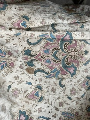 Antique Floral Fabric, 19C Paisley Textile Furnishings & French Home Decor/2.7m