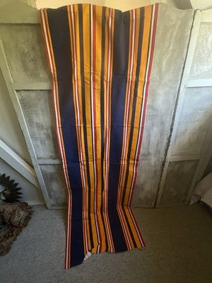 Vintage Ticking Yellow Red Blue Fabric, French Summer Textile Projects/ 1m