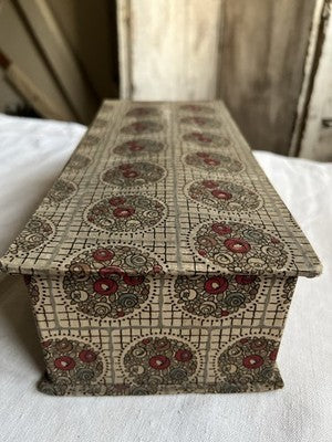Antique Fabric Box Floral Medallions Art Deco Stationary Box Au Bon Marche Paris