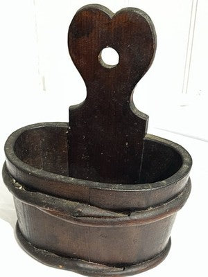 Vintage Salt Box, French Treen Hanging Cellar, Primitive Shaker Home Decor