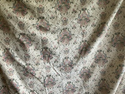 Antique Floral Fabric, 19C Paisley Textile Furnishings & French Home Decor/2.7m