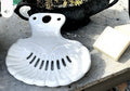 Antique Enamel Soap Dish, Roll top Bath Fittings, VTG Cast Iron Dispenser