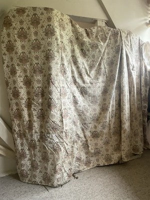 Antique Floral Fabric, 19C Paisley Textile Furnishings & French Home Decor/2.7m