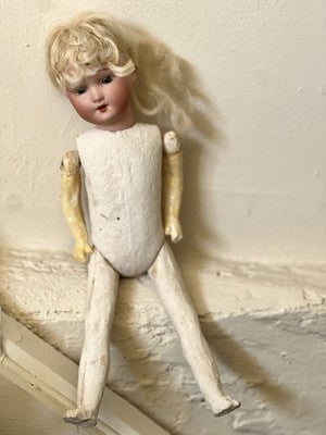 Antique Doll, Bisque Head Schoenau & Hoffmeister Vintage Toy, Boudoir Decor