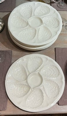 Vintage Oyster Plate, Christmas & Dinner Table White French Serving Dish/ ONE