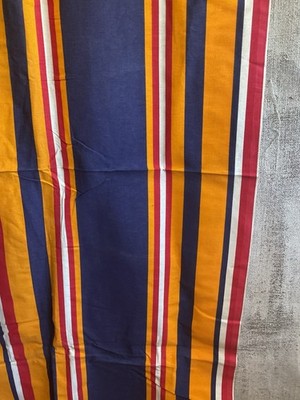 Vintage Ticking Yellow Red Blue Fabric, French Summer Textile Projects/ 1m