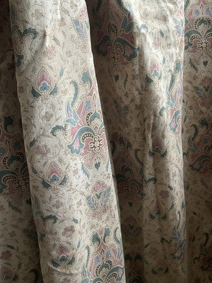 Antique Floral Fabric, 19C Paisley Textile Furnishings & French Home Decor/2.7m