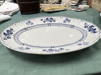 Vintage Transfer Ware Plate, Blue Oval Platter / Luneville Jane KG Ironstone