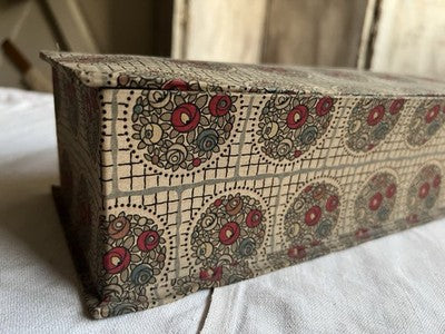 Antique Fabric Box Floral Medallions Art Deco Stationary Box Au Bon Marche Paris