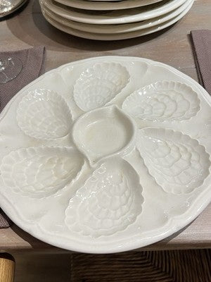 Vintage Oyster Plate, Christmas & Dinner Table White French Serving Dish/ ONE