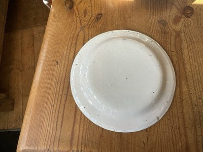 Antique Faience Plate Pink Flower Green Foliage Floral Dish Decorative Majolica