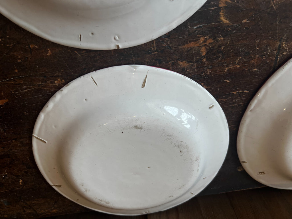 Antique Faience Plates Pink Roses, Decorative Kitchen Decor / French Table / 4pc