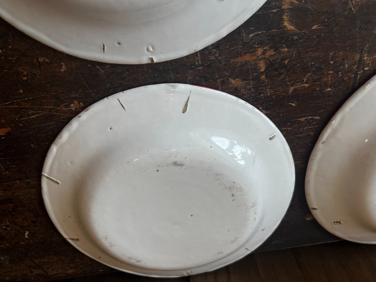Antique Faience Plates Pink Roses, Decorative Kitchen Decor / French Table / 4pc