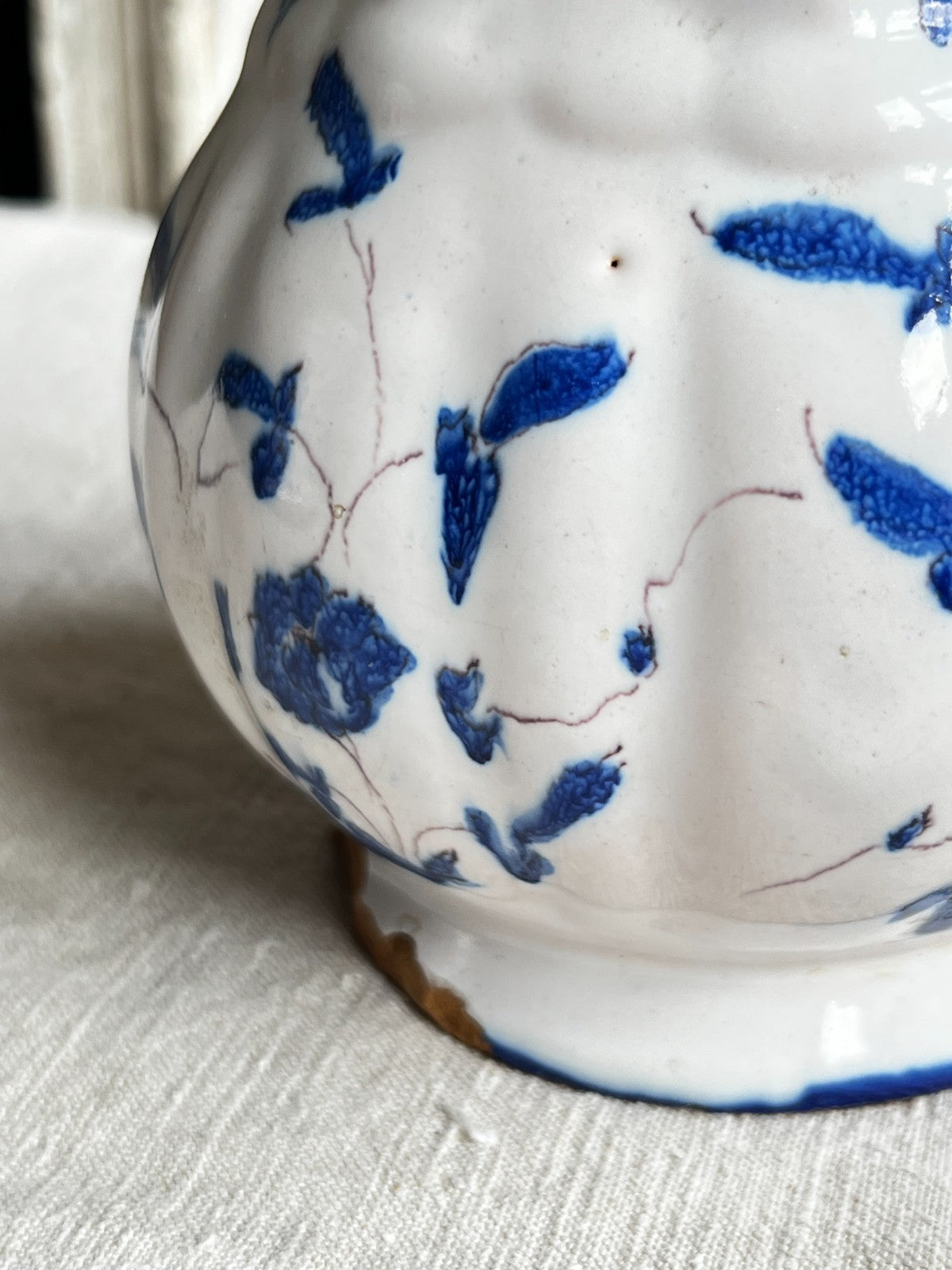 Vintage Blue  Jug Jar, Hand Painted French Pottery Pot Provençal Farmhouse Decor