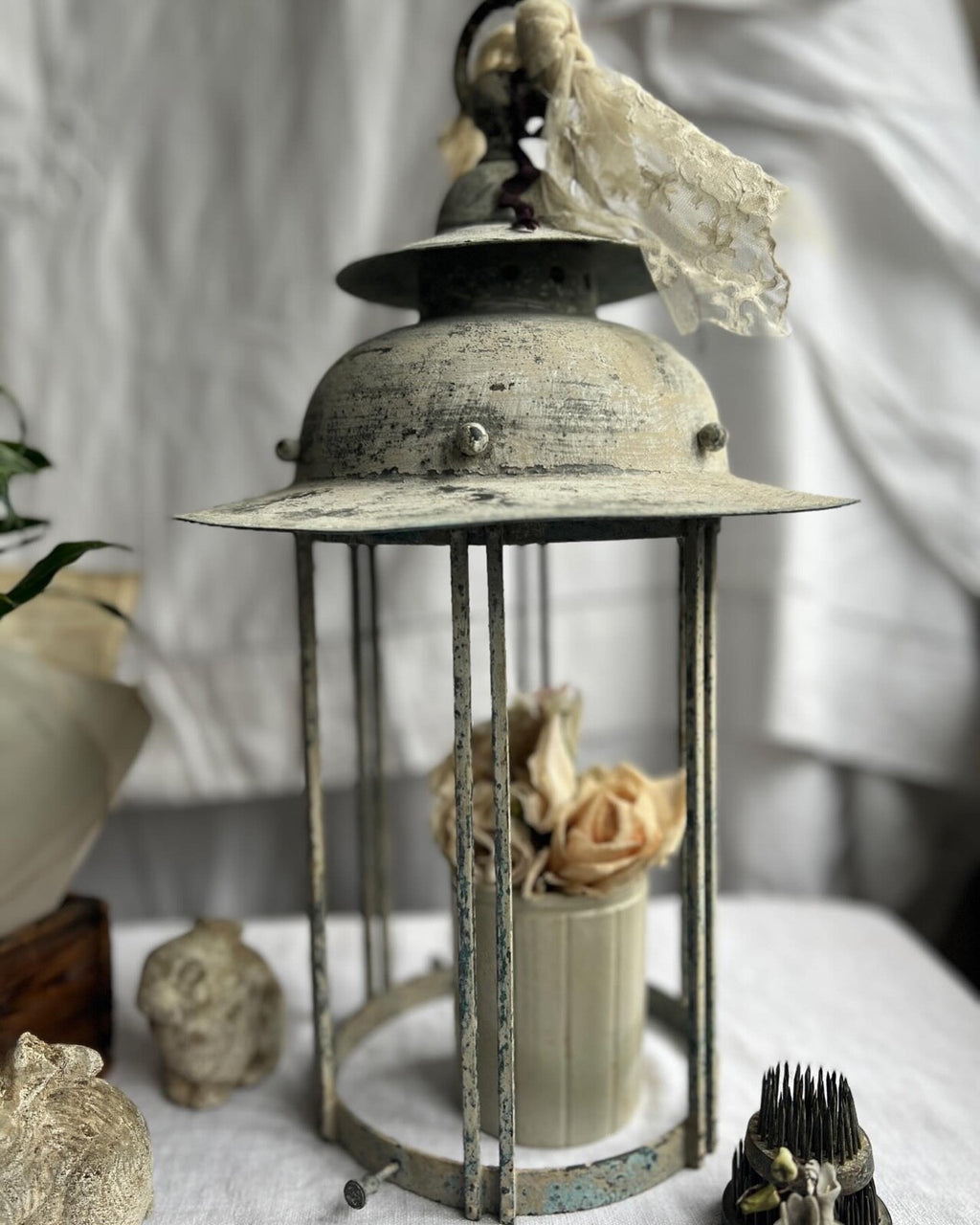 Antique French Light. Vintage Outdoor Pendant. Architectural Antiques/ Verdigris