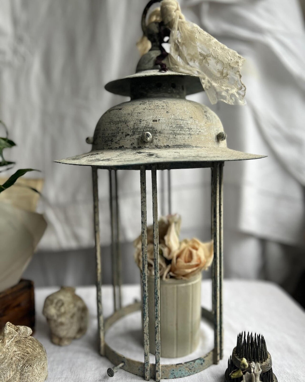 Antique French Light. Vintage Outdoor Pendant. Architectural Antiques/ Verdigris