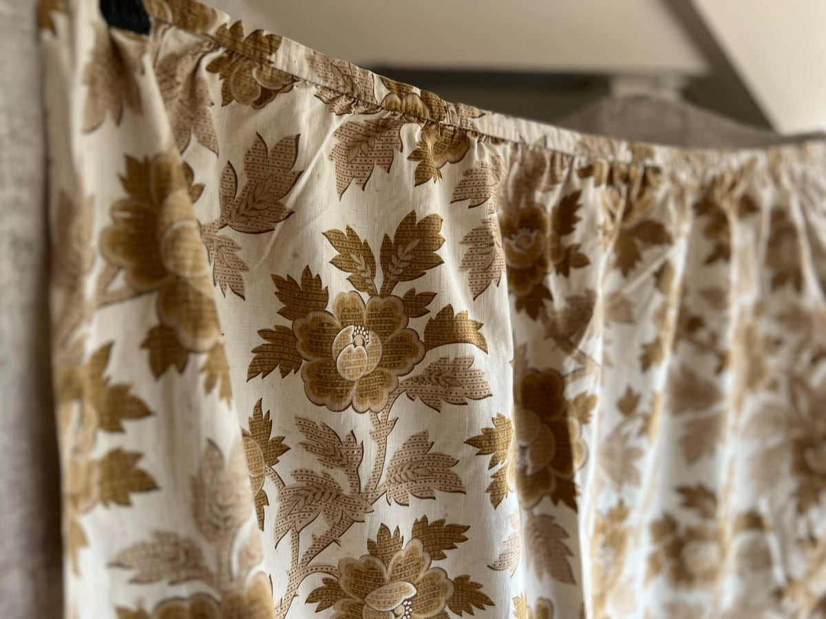 Vintage Floral Fabric French Sepia & Sand Floral Textile for Furnishing Projects