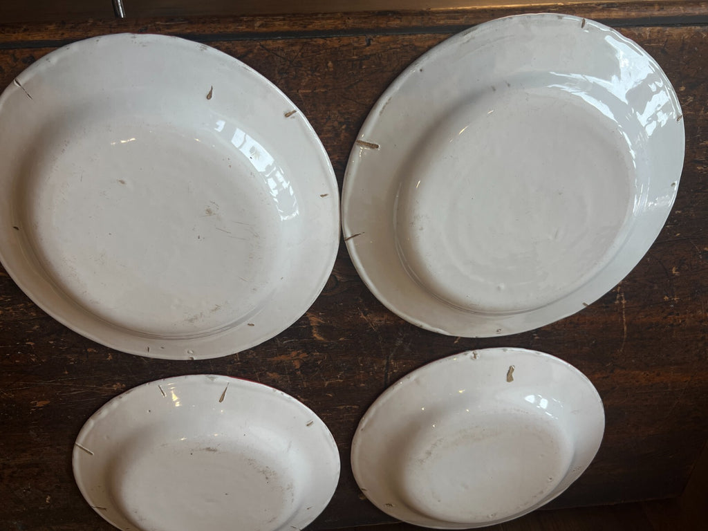 Antique Faience Plates Pink Roses, Decorative Kitchen Decor / French Table / 4pc