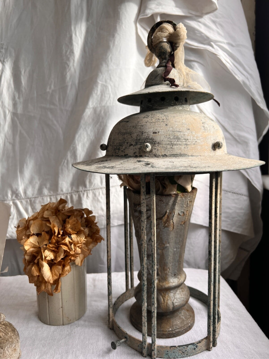 Antique French Light. Vintage Outdoor Pendant. Architectural Antiques/ Verdigris