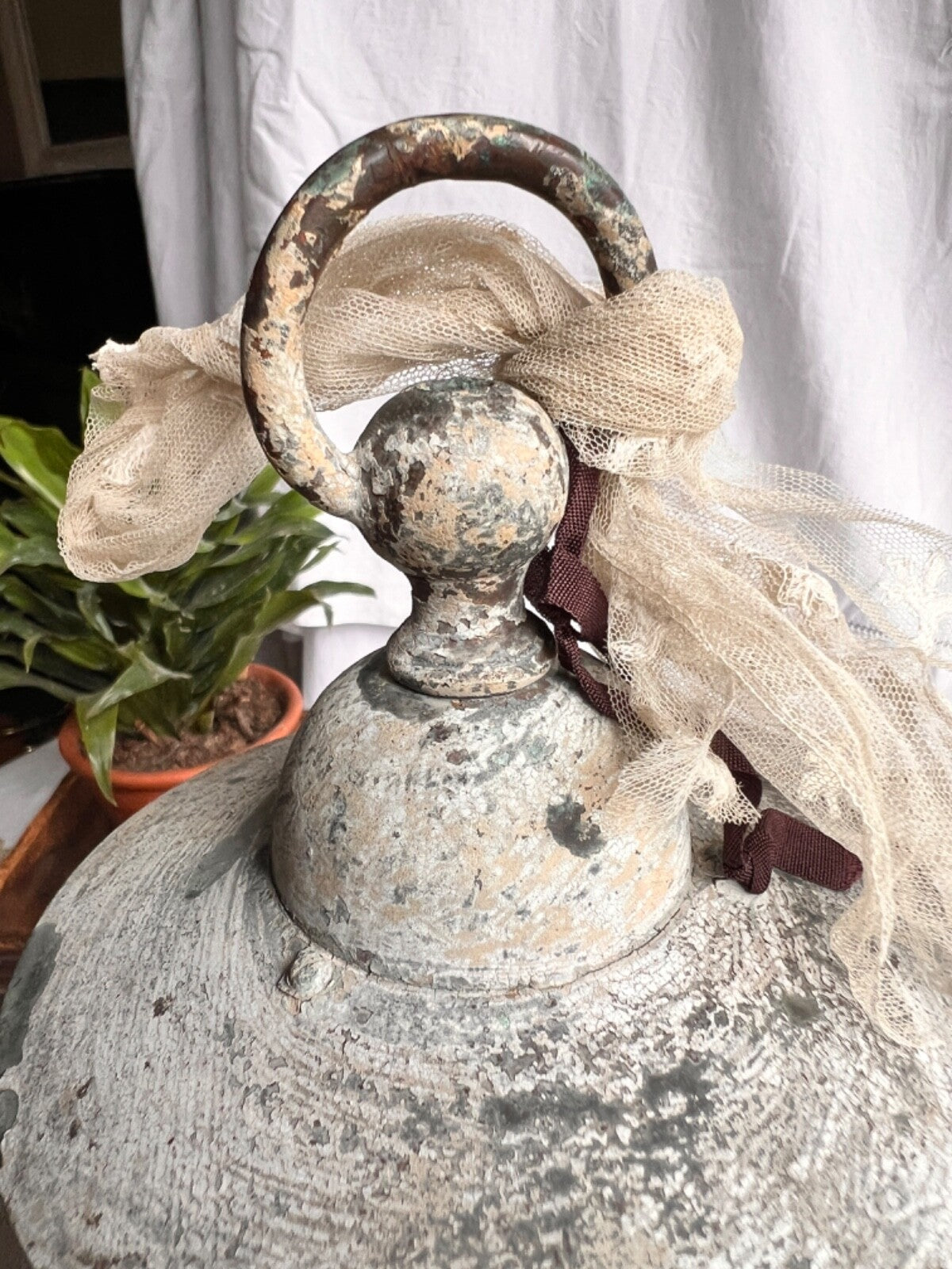 Antique French Light. Vintage Outdoor Pendant. Architectural Antiques/ Verdigris