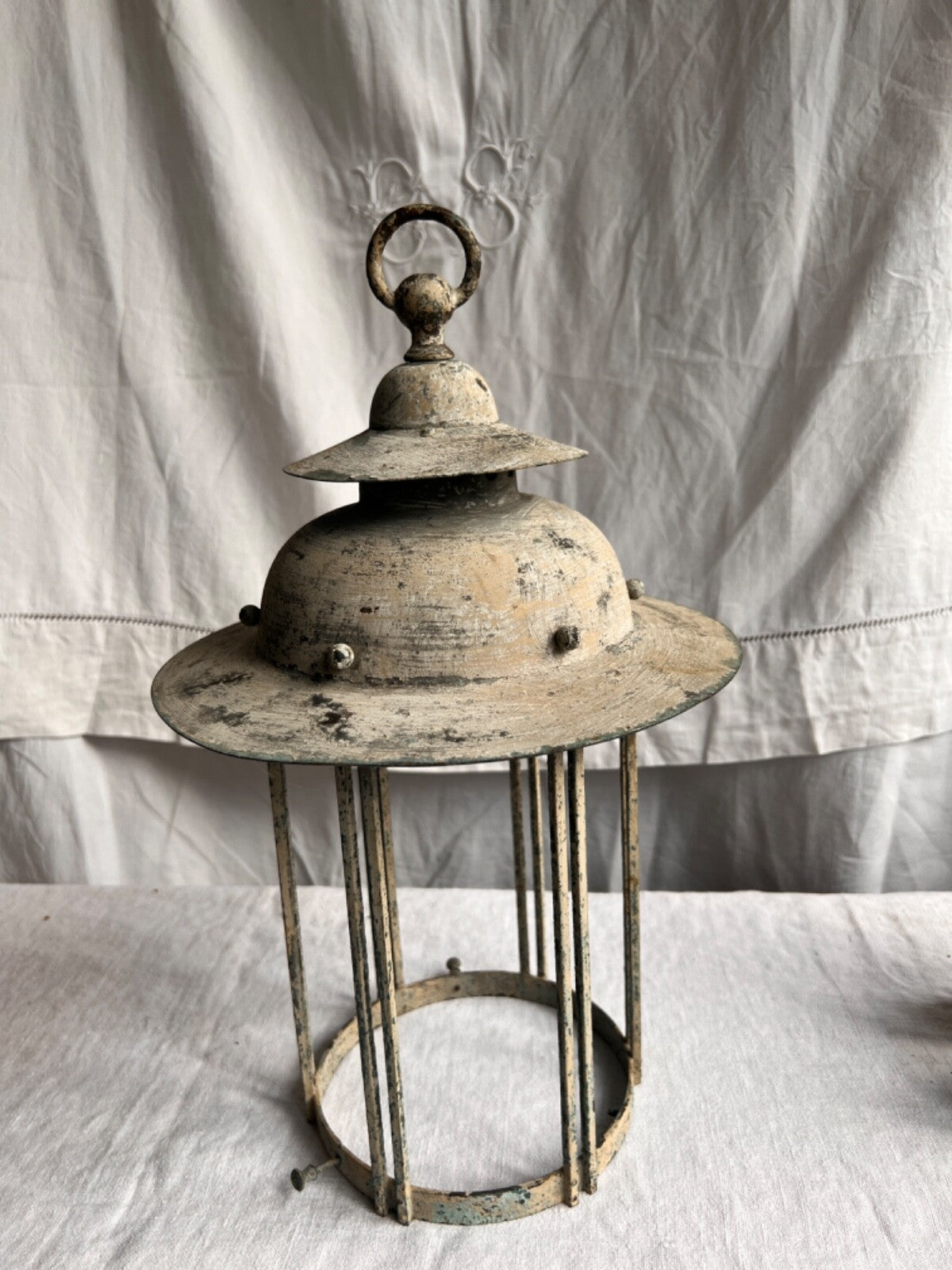 Antique French Light. Vintage Outdoor Pendant. Architectural Antiques/ Verdigris